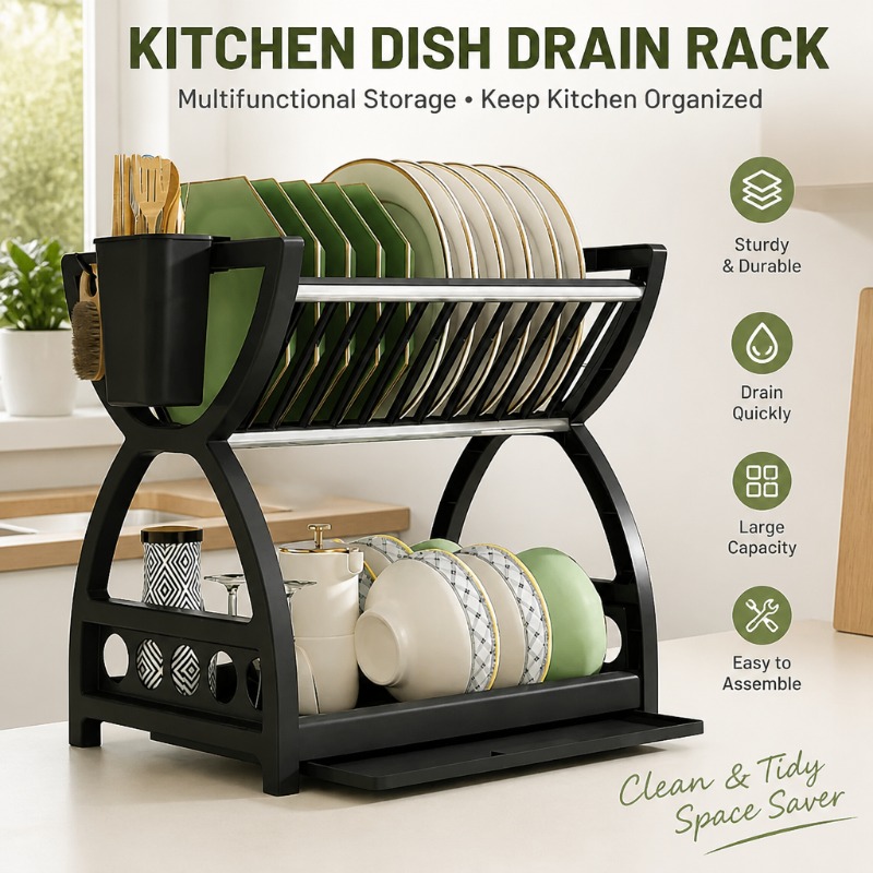 Kitchen Appliances Storage - Escorredor de Louça de 2 Níveis,